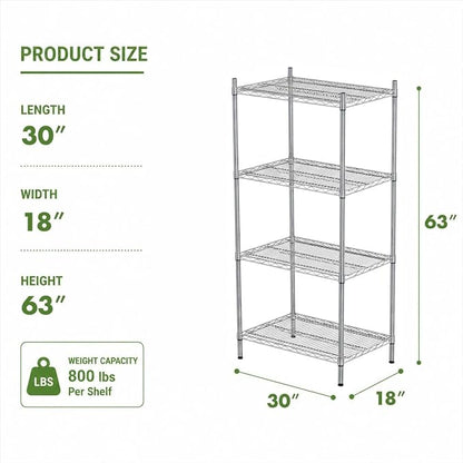 APLSS NSF 4-Tier Chrome Storage Shelves, Dry Environments, Commercial Heavy - Image 3