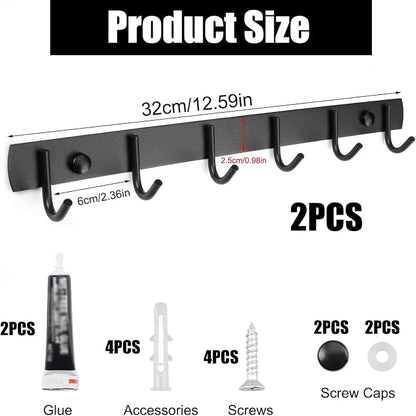 2 Pack Coat Rack Wall Mount, 12.6 in Wall Hooks - Image 2