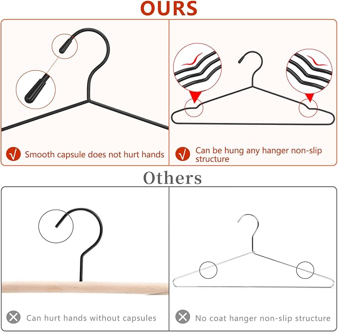 60Pack+10 Clips Luxurious Hanger Set, Upgraded Thicker 16.69" Heavy Duty Metal - Image 2