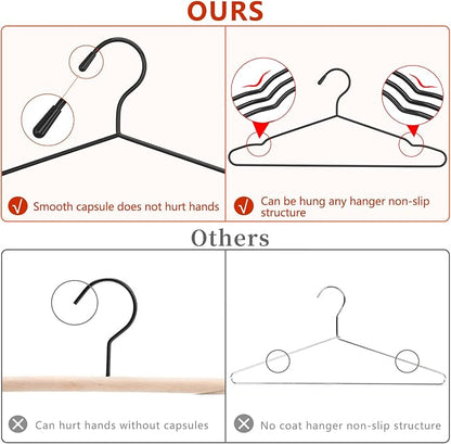60Pack+10 Clips Luxurious Hanger Set, Upgraded Thicker 16.69" Heavy Duty Metal - Image 2