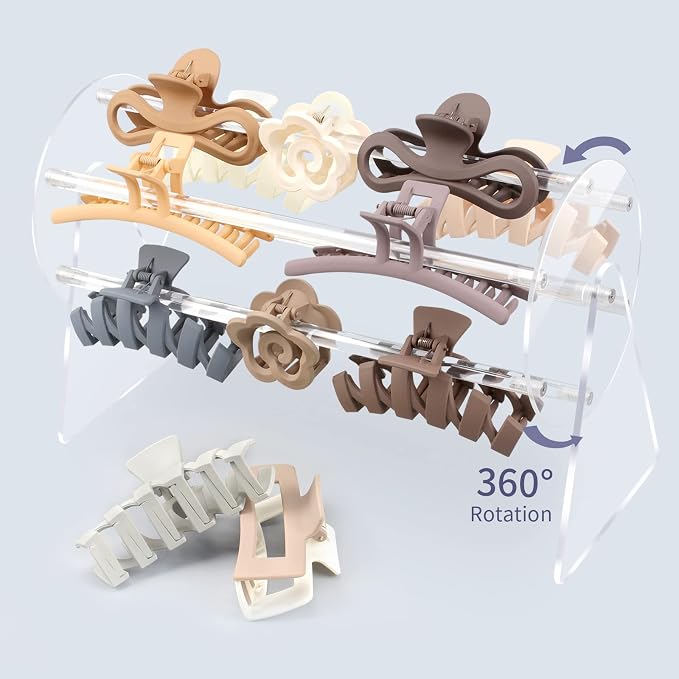 SNOWSTAR Acrylic Claw Clip Organizer Holder, 360-Degree Rotating Claw Clip by WelcometoSNOWSTAR