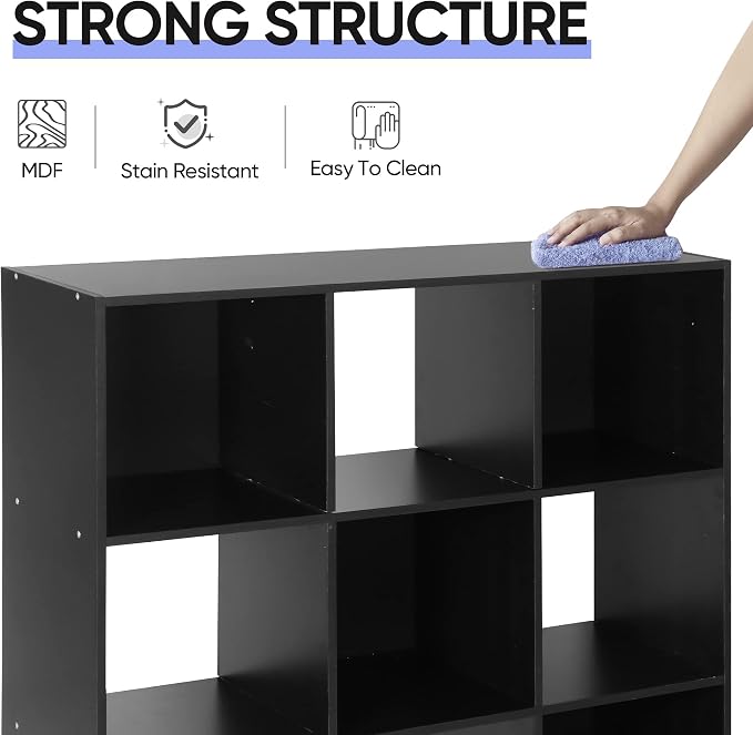 ZenStyle 9 Cube Storage Shelf Organizer, Wooden Bookshelf System Display Cube - Image 6