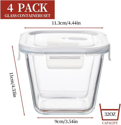 H.JSS WDJS 4 Cup Square Glass Food Storage Container - Image 5