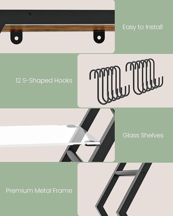 Hexagon Floating Shelves Set of 2, Glass Hanging Shelves - Image 5