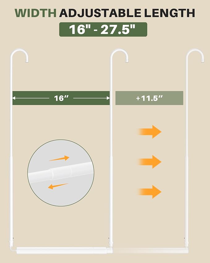 Hanging Closet Rod, Adjustable Height & Width Closet Rods - Image 4