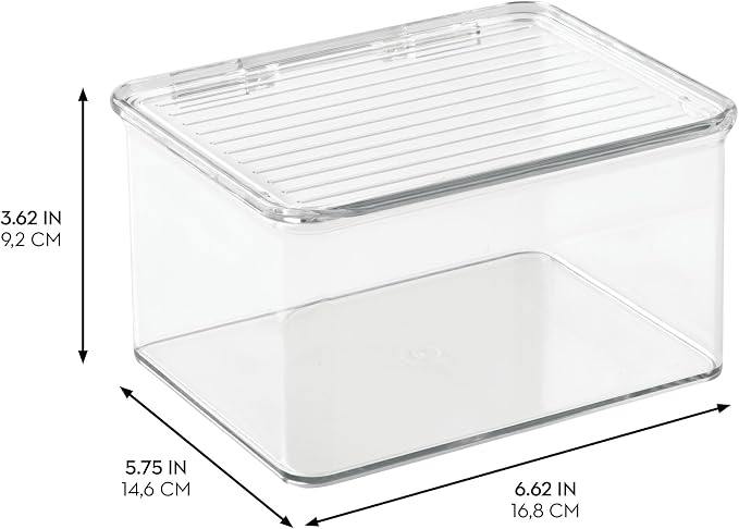 iDesign Plastic Stackable Hinged-Lid Storage Box, Freezer and Fridge - Image 2