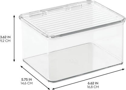 iDesign Plastic Stackable Hinged-Lid Storage Box, Freezer and Fridge - Image 2