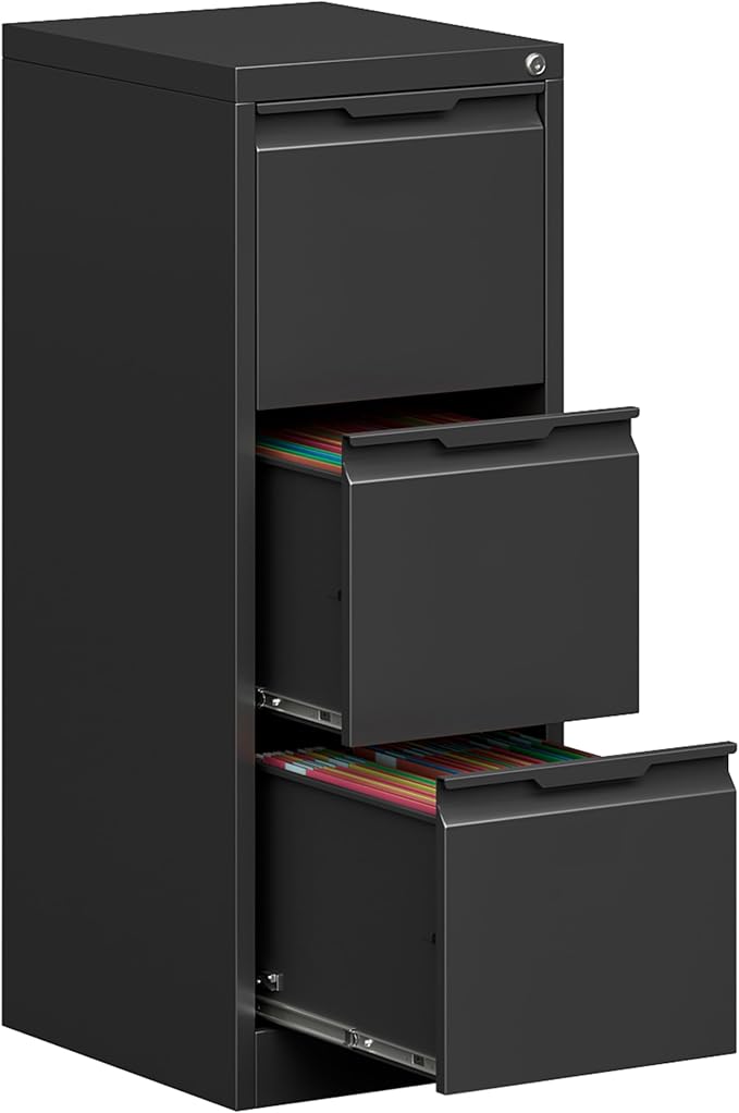 3 Drawer File Cabinet with Lock, Vertical Filing Cabinets by Kooyon