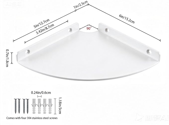 Corner Floating Shelf, 3.0mm Aluminum Alloy Corner Shelves Wall Mounted - Image 3