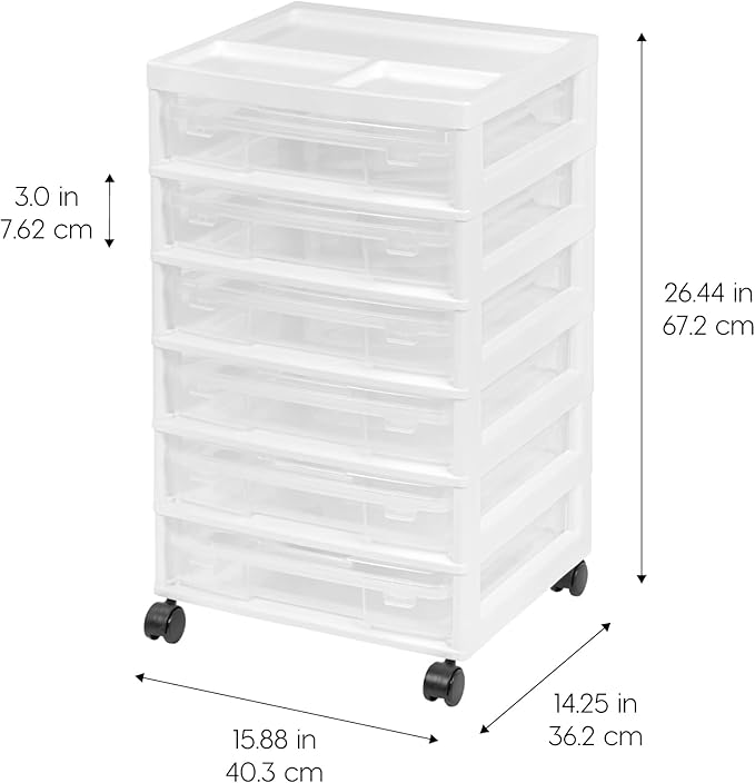IRIS USA Rolling Cart with Drawers |Made in USA| 6-Tier Cases - Image 4