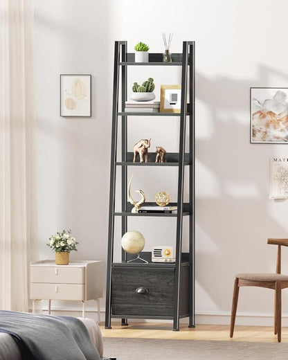 Furologee Bookshelf Set of 2, 6-Tier Ladder Shelf, Ladder Bookshelf - Image 2