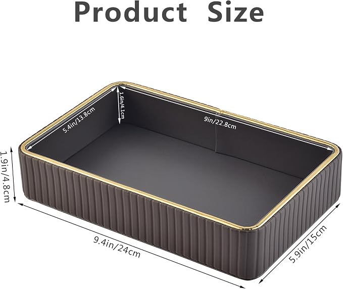 PU Leather Valet Tray, Desk Organizer Tray Nightstand Organizer Trinket Dish - Image 4