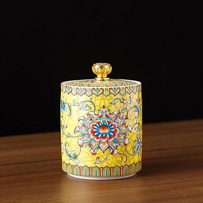 Enamel Ceramic Tea Caddy Tea Canister Tea Storage Container Tins Jar - Image 2