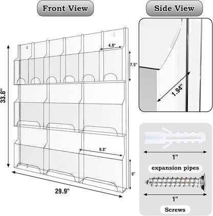 Acrylic Brochure Pamphlet Holder, 6 Magazine Holders and 6 Pamphlet Holders - Image 2