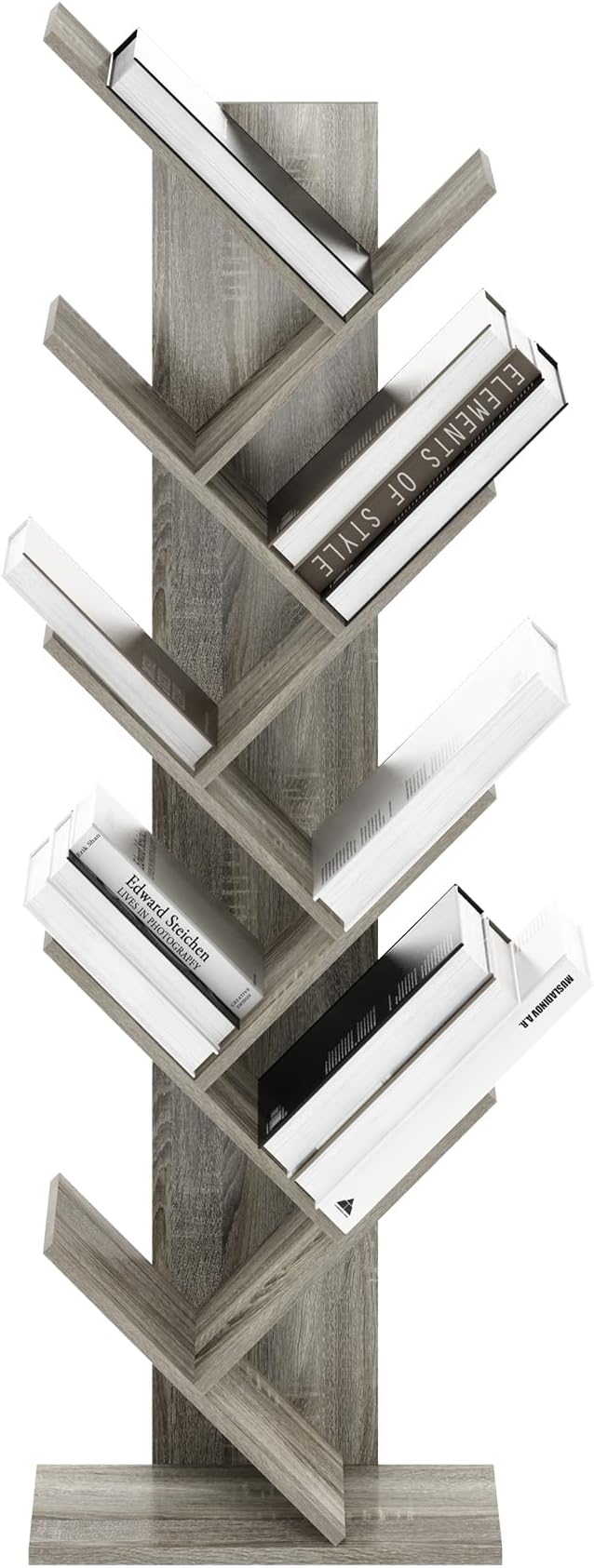 Furinno Tree Bookshelf 9-Tier Floor Standing Tree Bookcase, French Oak - Image 6