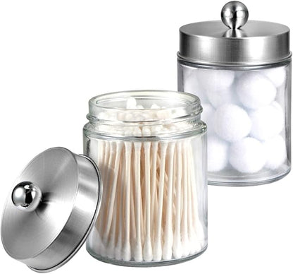 Amolliar 6Pc Apothecary Jars Bathroom Vanity Organizer- Rustic Farmhouse Decor - Image 2