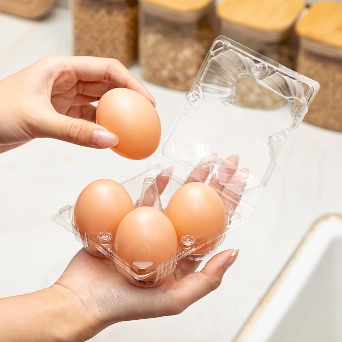 Zubebe 200 Pieces Clear Egg Cartons Plastic Egg Cartons Bulk Empty Chicken Egg - Image 2