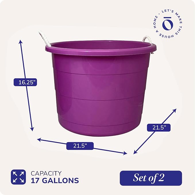 HOMZ 2-Pack Utility Tub, Large Plastic Storage Bucket - Image 4