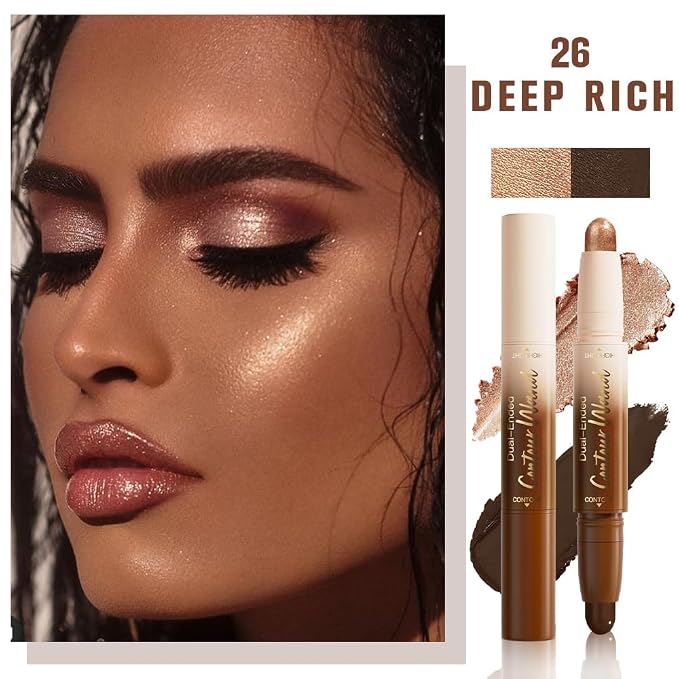 evpct Black Cocoa & Bronzer Shimmer Cream Contour Stick Face Body Makeup Dual - Image 2