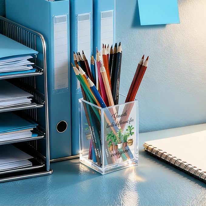 Growth Looks Different for Everyone Acrylic Cosmetic Pencil Holder Cup - Image 4