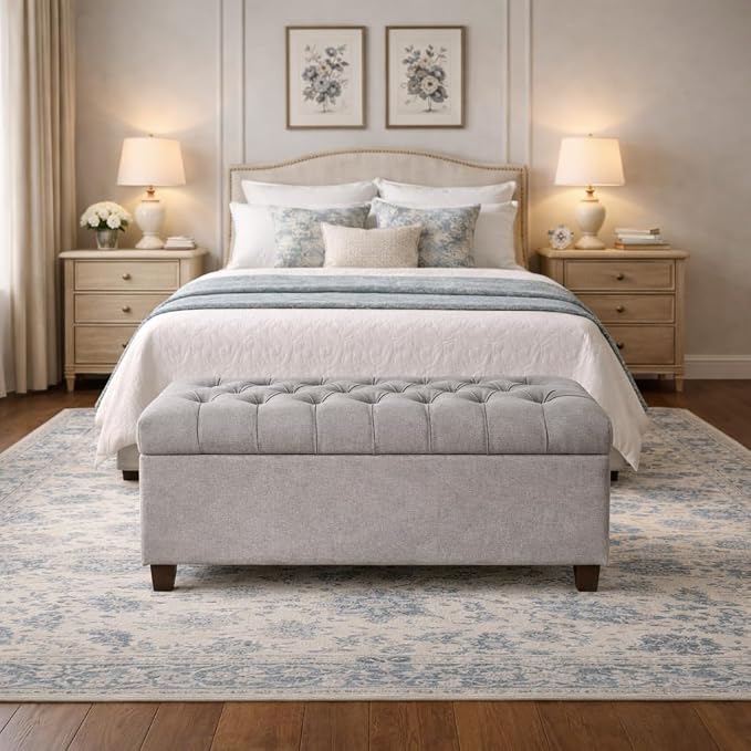 Homepop Home Decor | Tufted Ainsley Button Storage Ottoman Bench - Image 4