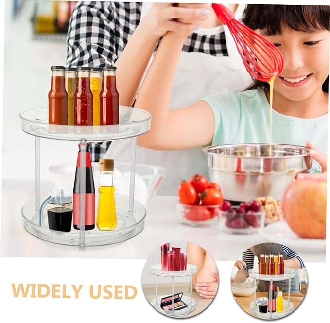2pcs Rotating Makeup Organizer Multifunctional Round Storage Rack - Image 4