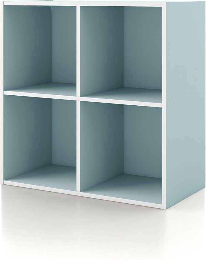 Homes: Inside + Out Apexa 4-Cube Storage Organizer Shelves, Stackable Wood by HOMESInsideOut