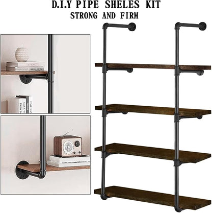 HITOMEN Industrial Iron Pipe Shelves, 2 Set 5-Tier, DIY Open Bookshelf Bookcase - Image 5