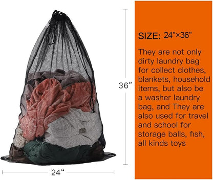 Kimmama Heavy Duty Coarse Mesh Drawstring Laundry Bag, 24 x 36'' | Super Sturdy - Image 2