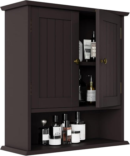 Smuxee Brown Bathroom Cabinet Wall Mounted, Small Medicine Cabinet by Smuxee