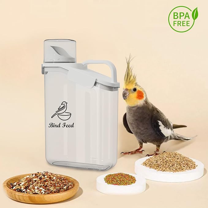 Bird Seed Storage Container Portable-3 Qt/2.8 L Clear Plastic Pet Food - Image 3