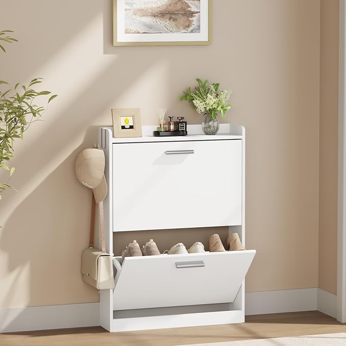 Shoe Cabinet Organizer with 2 Flip Drawers，Freestanding Shoe Rack - Image 8