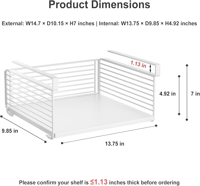 Under Shelf Storage Basket, Hanging Wire Basket - Image 2