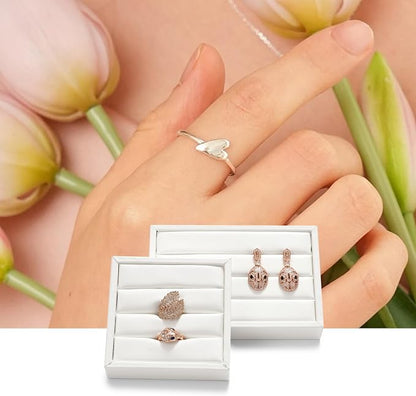 Oirlv 3 Slots PU Leather Small Ring Organizer Earrings Trays Showcase Display - Image 3