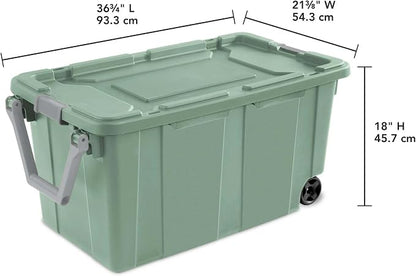 40 Gallon Wheeled Industrial Tote, Rugged Plastic Storage Bin, Latch Lid - Image 3