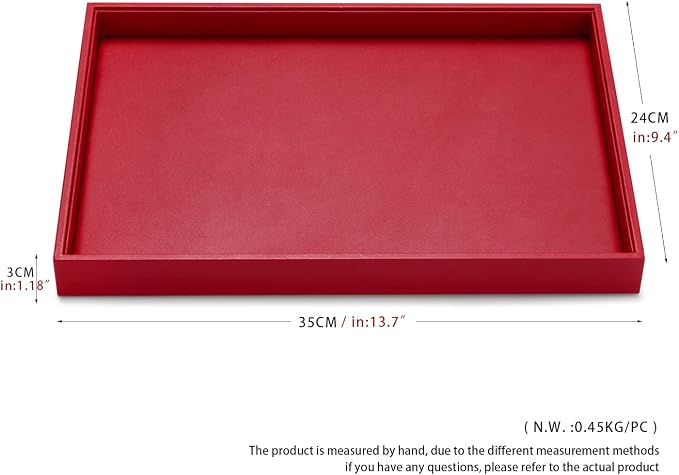 Oirlv Gorgeous Red Leather Jewelry Tray Flat Jewelry Display Tray Stackable - Image 7