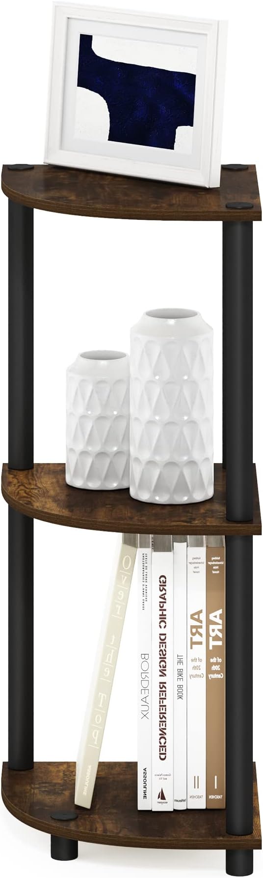 Furinno TURN-N-TUBE Corner Shelf, 3-Tier Corner Bookshelf, Display Storage - Image 4