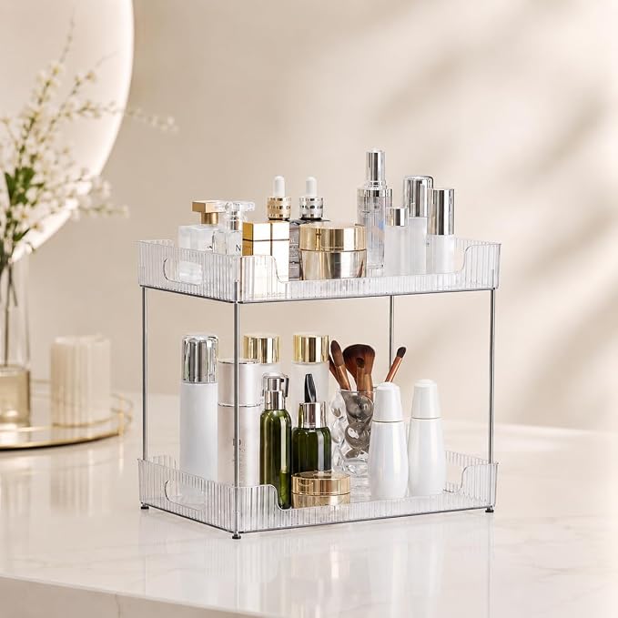 Goderewild 2-Tier Bathroom Counter Organizer, Fits A4 Size Makeup Organizer by Goderewild