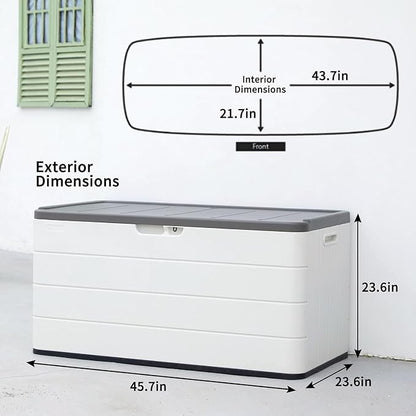 100 Gallon Plus Resin Deck Box, Waterproof Outdoor Storage Bin - Image 2