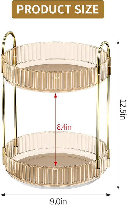 360° Rotating Makeup Organizer, Large Capacity Skincare Organizer, 2 Tier - Image 5