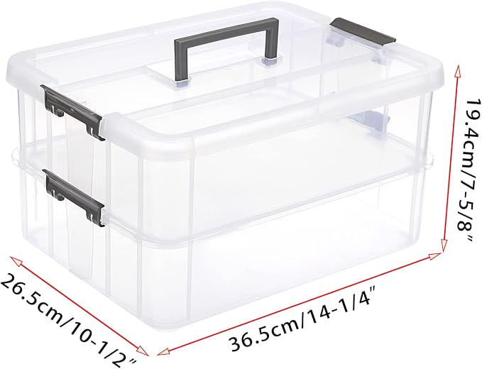 JUXYES 2-Tiers Stack Carry Storage Box - Image 2