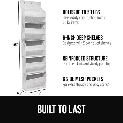 GORILLA GRIP Over The Door Organizer Storage, 5 Deep Hanging Shelves, Holds - Image 2