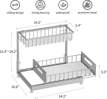 2 Pack Under Sink Organizer Storage 2-Tier Premium Metal Pull-Out Racks - Image 6