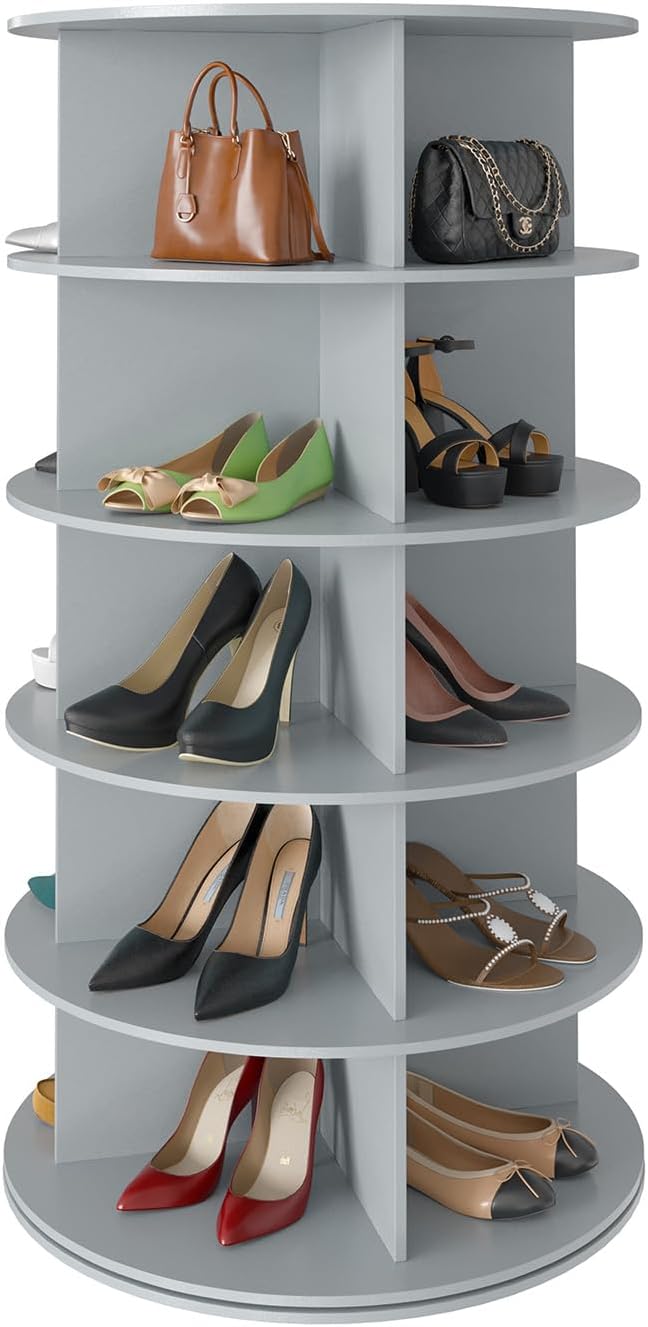 SpaceAid 5 Tier Rotating Shoe Rack Tower, Spinning Shoe Display Lazy Susan by SpaceAid