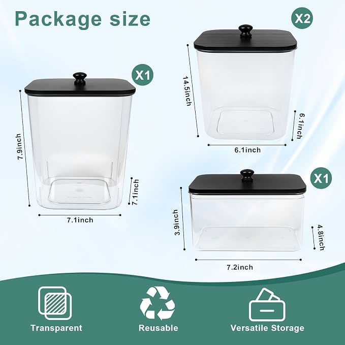 4 Pack Laundry Pod Containers and Dryer Sheet Holder Acrylic Jars - Image 3