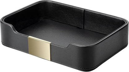 SANZIE Luxury Leather Tray Desktop Storage Catchall Organizer Decorative Tray by SANZIE