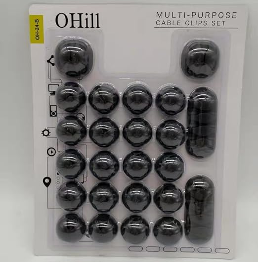 OHill Desk Cable Management Cord Organizer, 24 Pack Black Self Adhesive Cord - Image 7