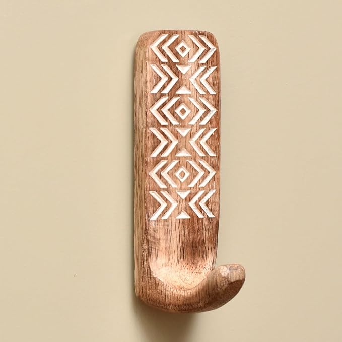 Indian Shelf 6 Piece Wooden Adhesive Wall Hooks by IndianShelf