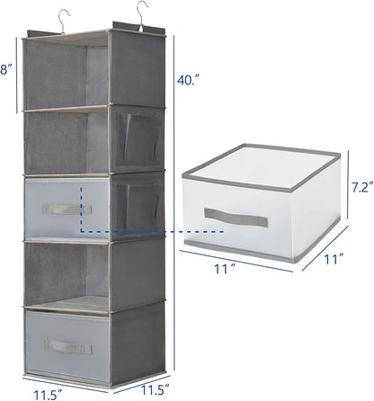 5-Tier Hanging Organizer for Closet, Fabric Closet Organizer - Image 3