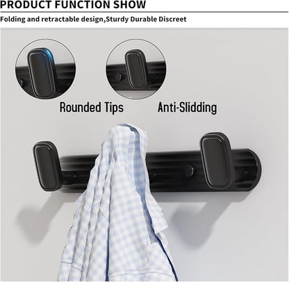 Coat Rack Wall Mount Black, 3 Hooks Rack Metal Coat Hanger Wall - Image 4